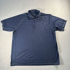 Vintage Adidas ClimaCool 1/4 Zip Pattern Stitch T Shirt Men's XL Blue Y2K